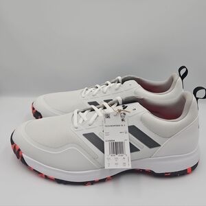 Adidas Men's White Sneakers with Black and Red Details